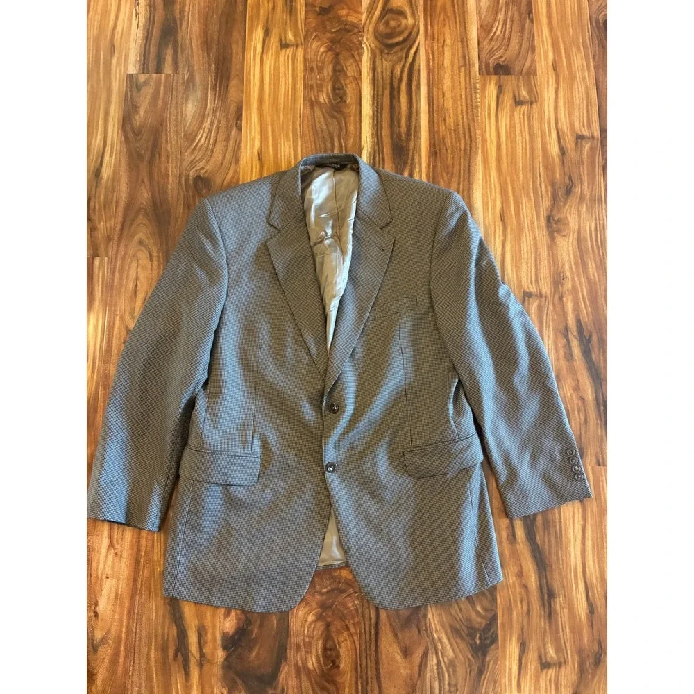 Jos. A. Bank Signature Collection Brown Houndstooth Wool Blazer 44R Gordon Coat